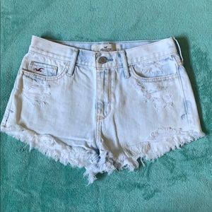 Acid Wash Destroyed High Rise Denim Shorts